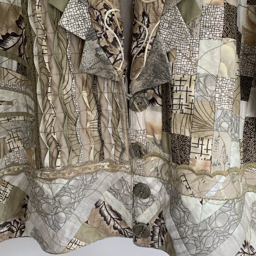 Handcrafted Embellished Quilted Jacket Size XL - Picture 3 of 14